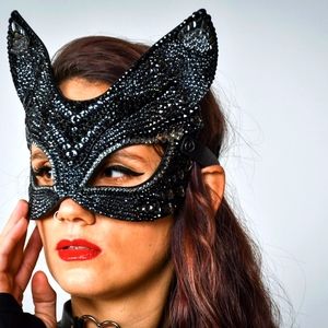 Swarovski Crystal Cat Mask